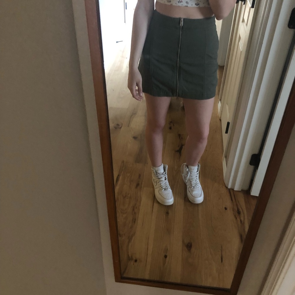 Green zip up skirt